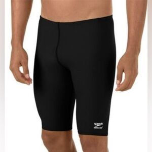 NWT Speedo Black Endurance Jammer Quick Dry Shape Retention Soft Swim Shorts 30M